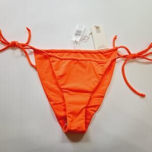 GOOD American Tiny Ties Bikini Bottom in Hot Coral Size L